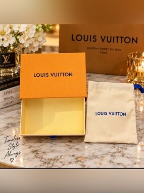 Louis Vuitton Orange Box & Beige Pouch Set